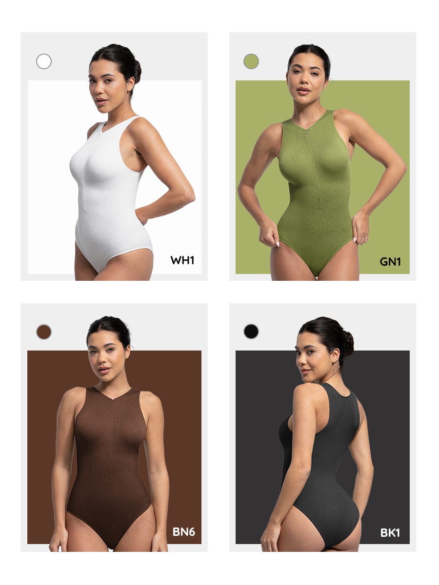 Zip-Front Sculpt Bodysuit